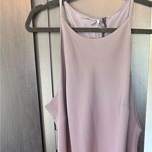 Floor length, short train evening gown